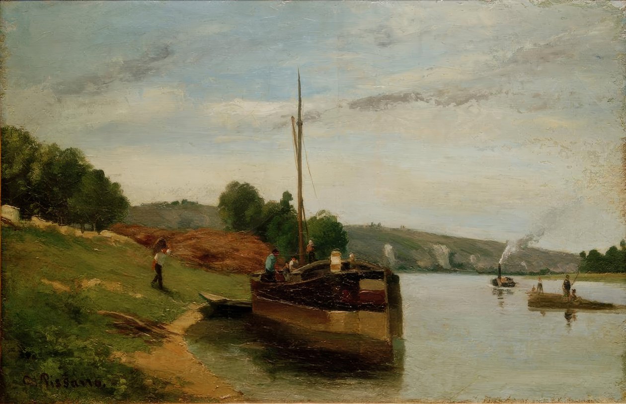Péniches sur la Seine - Camille Jacob Pissarro