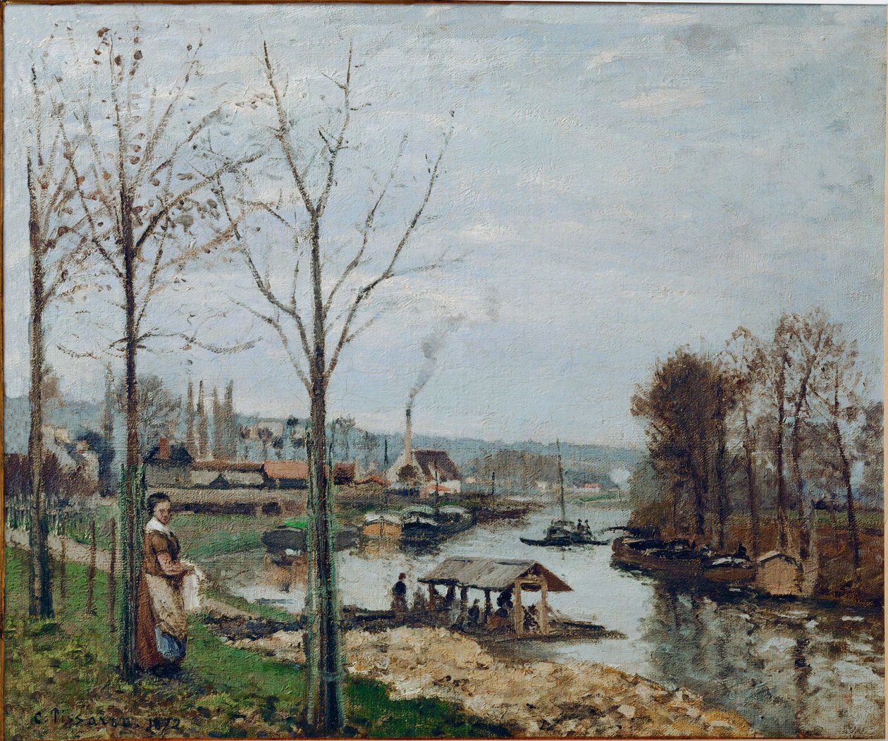 Port-Marly, le lavoir (huile sur toile) - Camille Pissarro