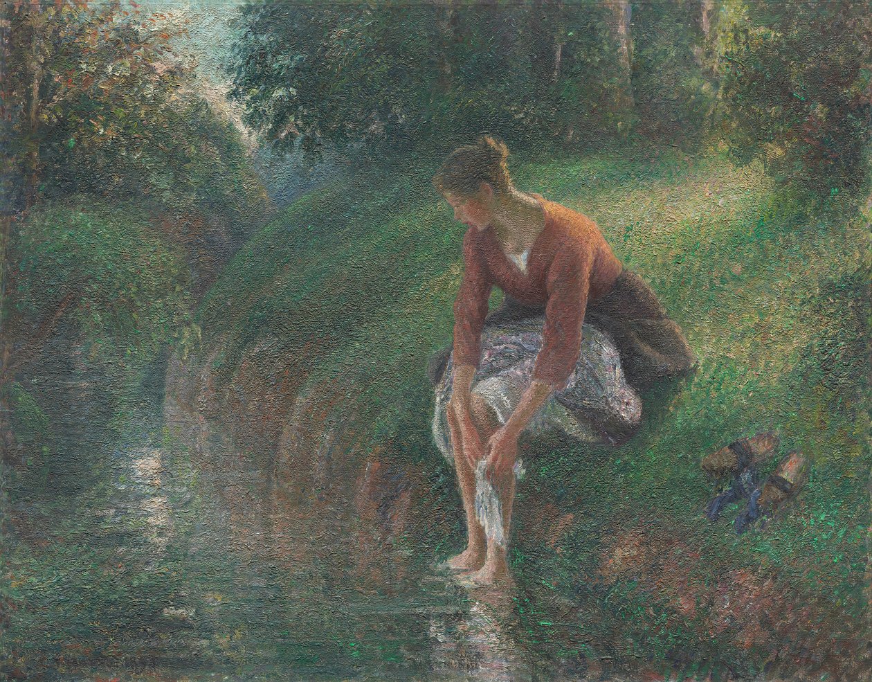 Femme se baignant les pieds dans un ruisseau, 1894-1895 - Camille Pissarro