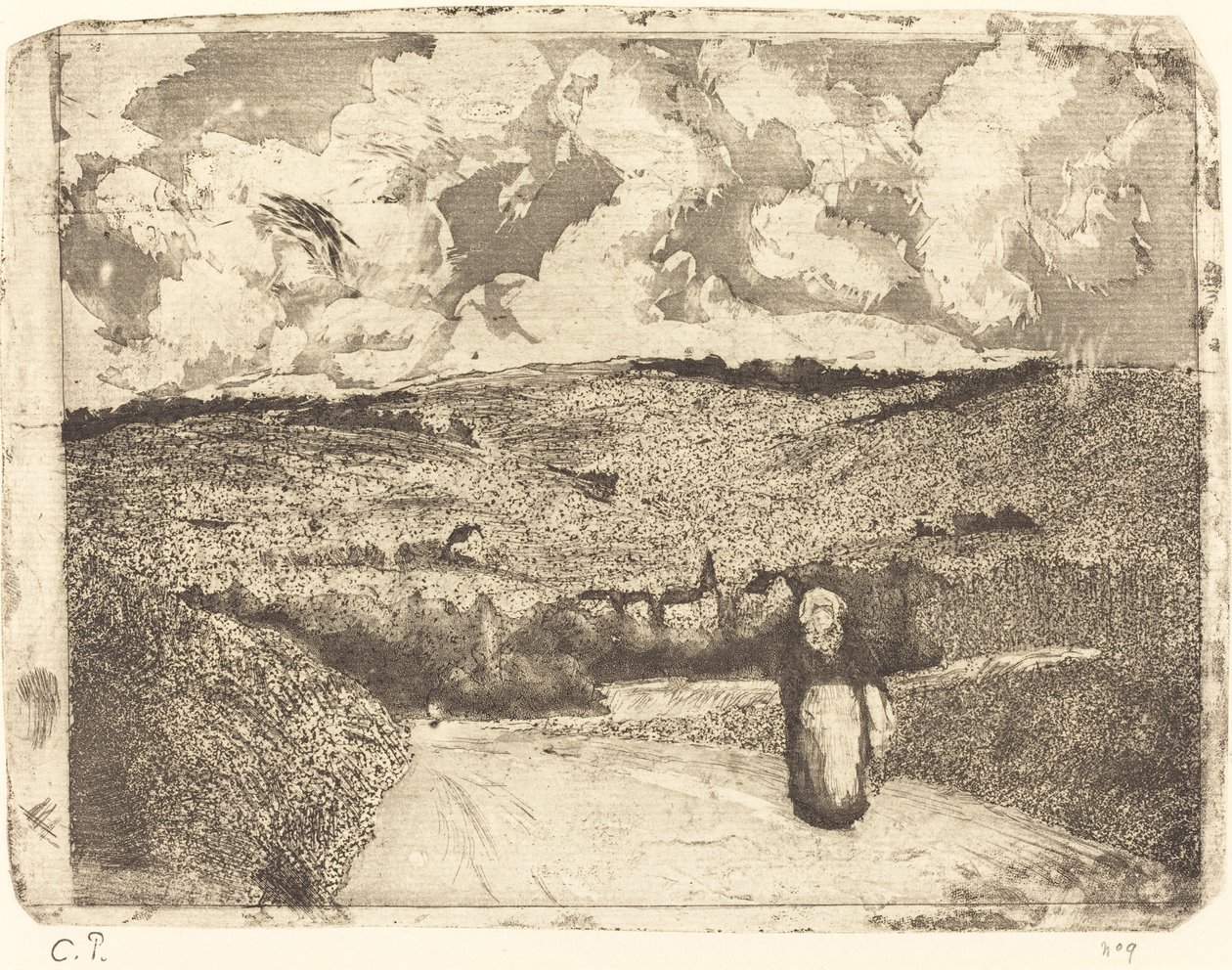 La femme sur la route - Camille Pissarro