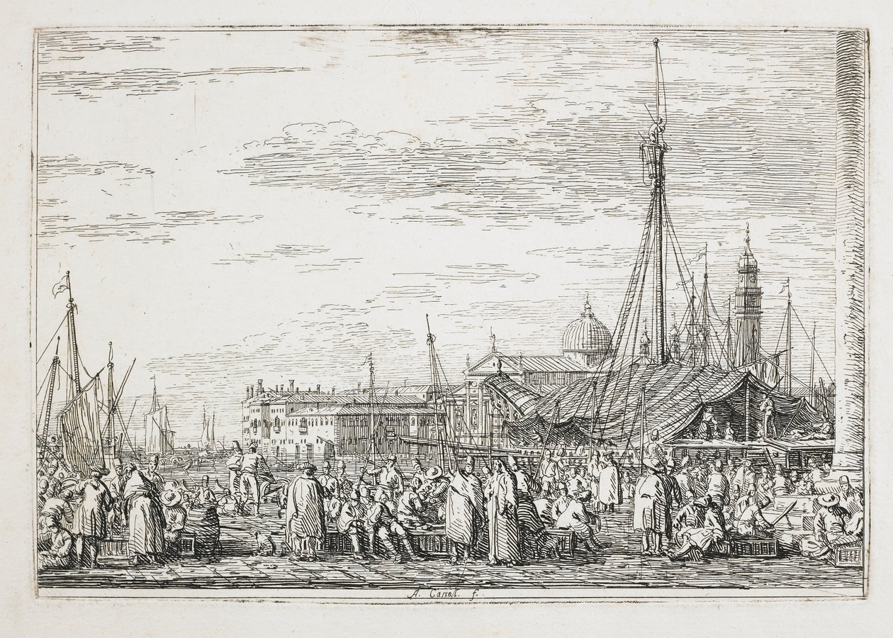 Le marché sur le Molo, 1740-1745 - Giovanni Antonio Canal