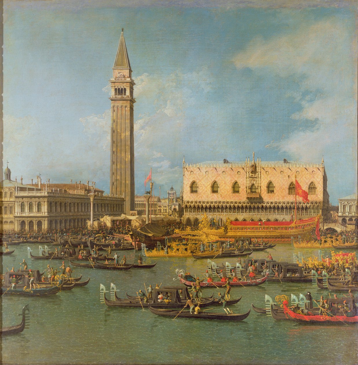 Vue du Palais de Saint-Marc, Venise, avec préparatifs pour le mariage du Doge - Giovanni Antonio Canal