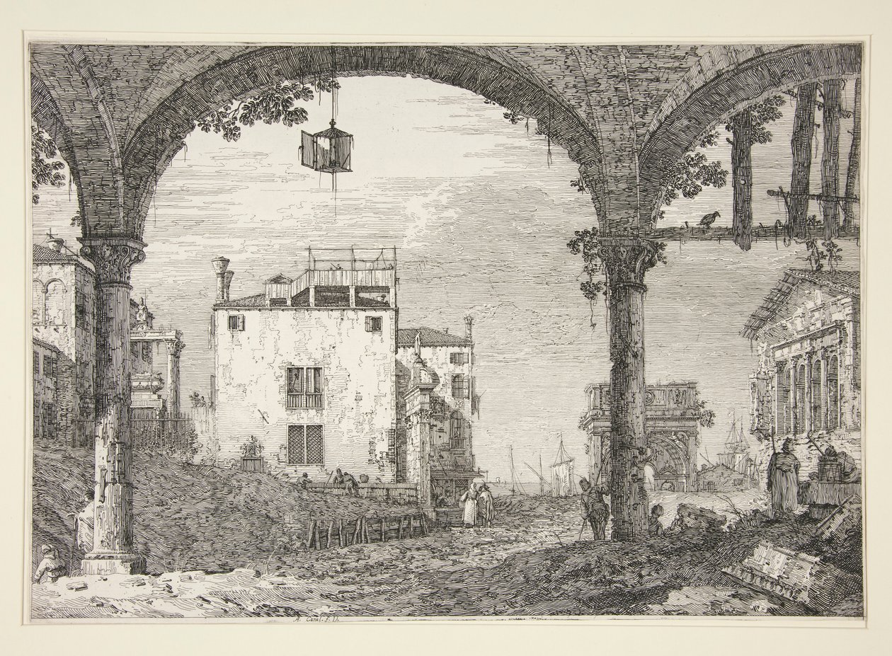 Le Portique à la lanterne, de la série Vedute (Vues) - Canaletto (Giovanni Antonio Canal)