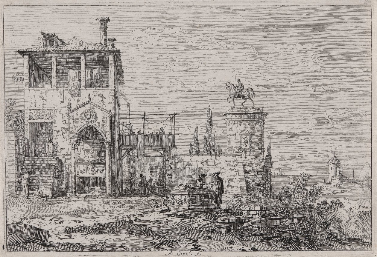 Le monument équestre, de la série Vedute - Canaletto (Giovanni Antonio Canal)