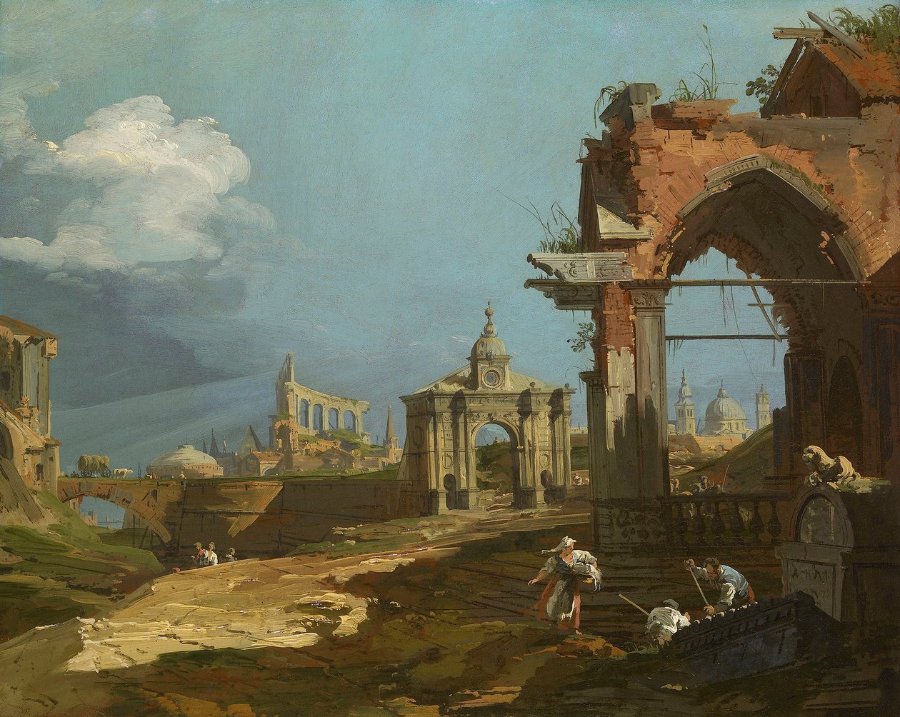 Canaletto - Vue en capriccio avec un arc brisé 1742-44 - Canaletto