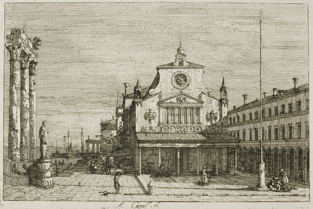 Vue imaginaire de S. Giacomo di Rialto, de Vedute - Canaletto