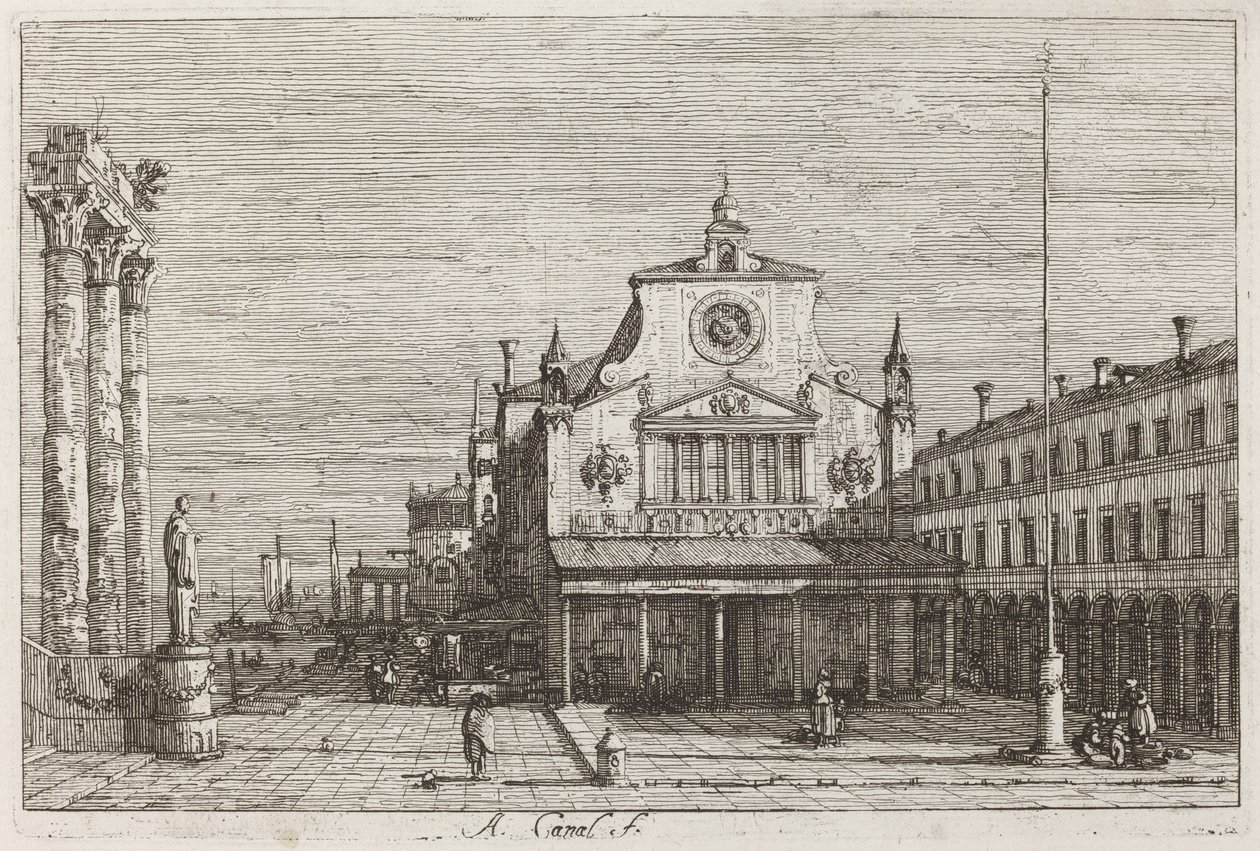 Vue imaginaire de S. Giacomo di Rialto [en haut à droite] - Canaletto