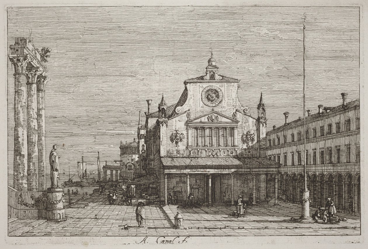 Vue imaginaire de S. Giacomo di Rialto [en haut à droite] - Canaletto