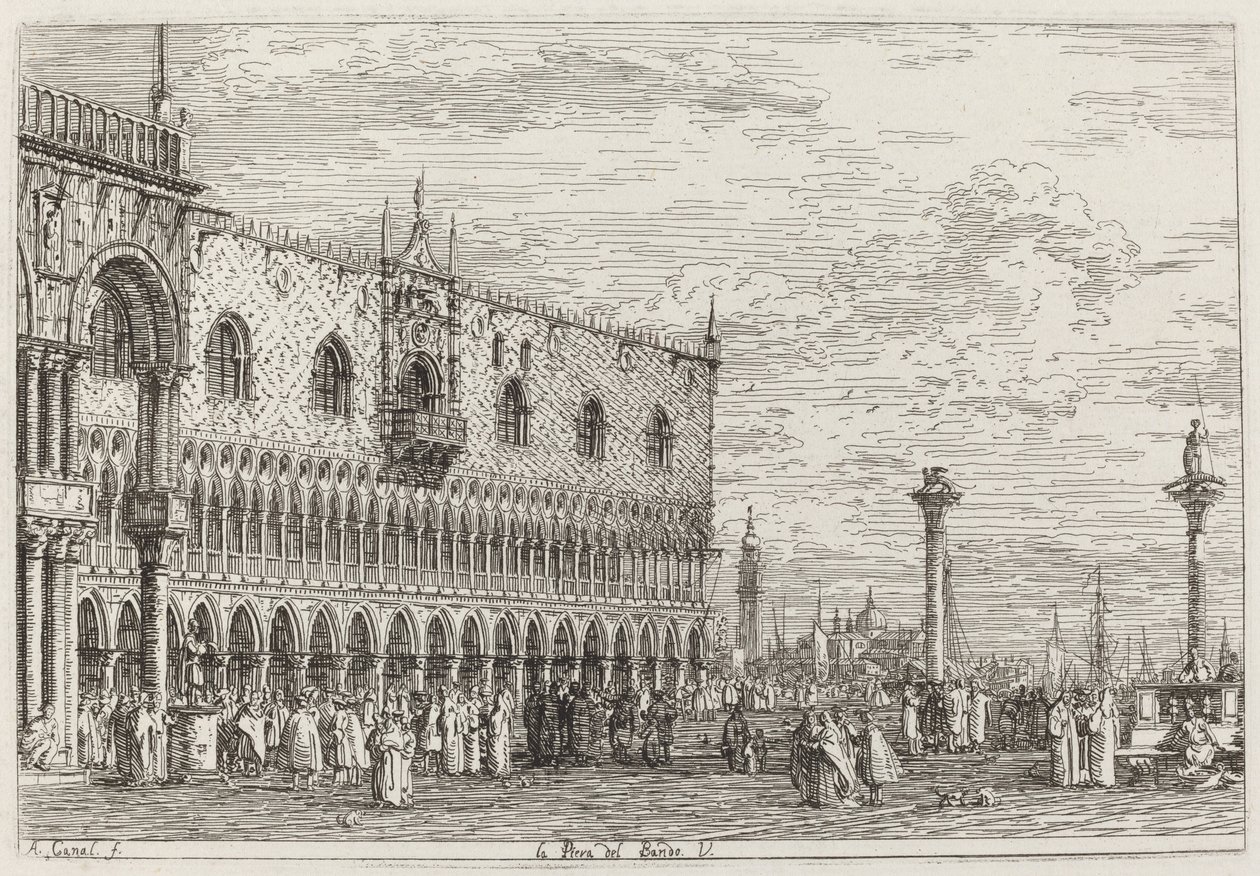 La Piera del Bando. V. [en bas à droite], vers 1735-1746 - Canaletto