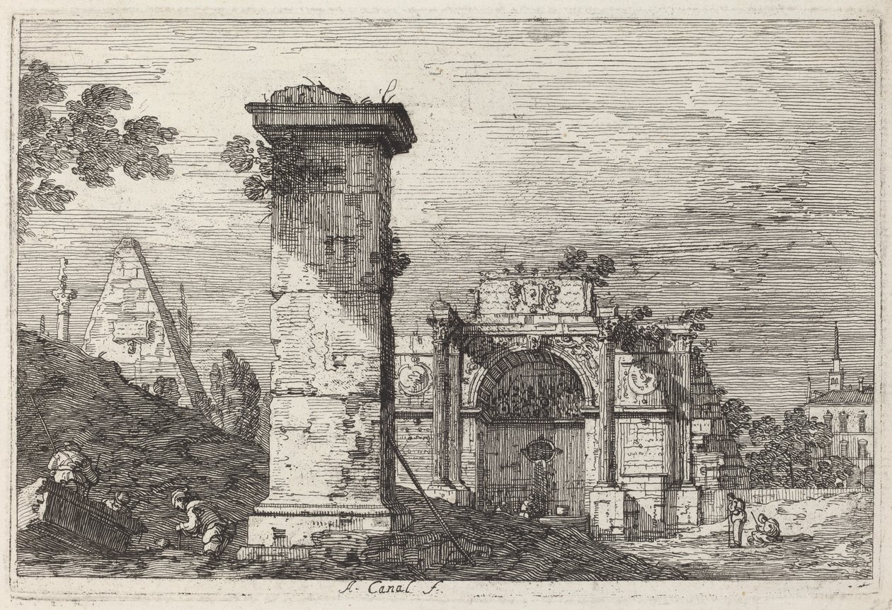 Paysage avec monuments en ruines - Canaletto