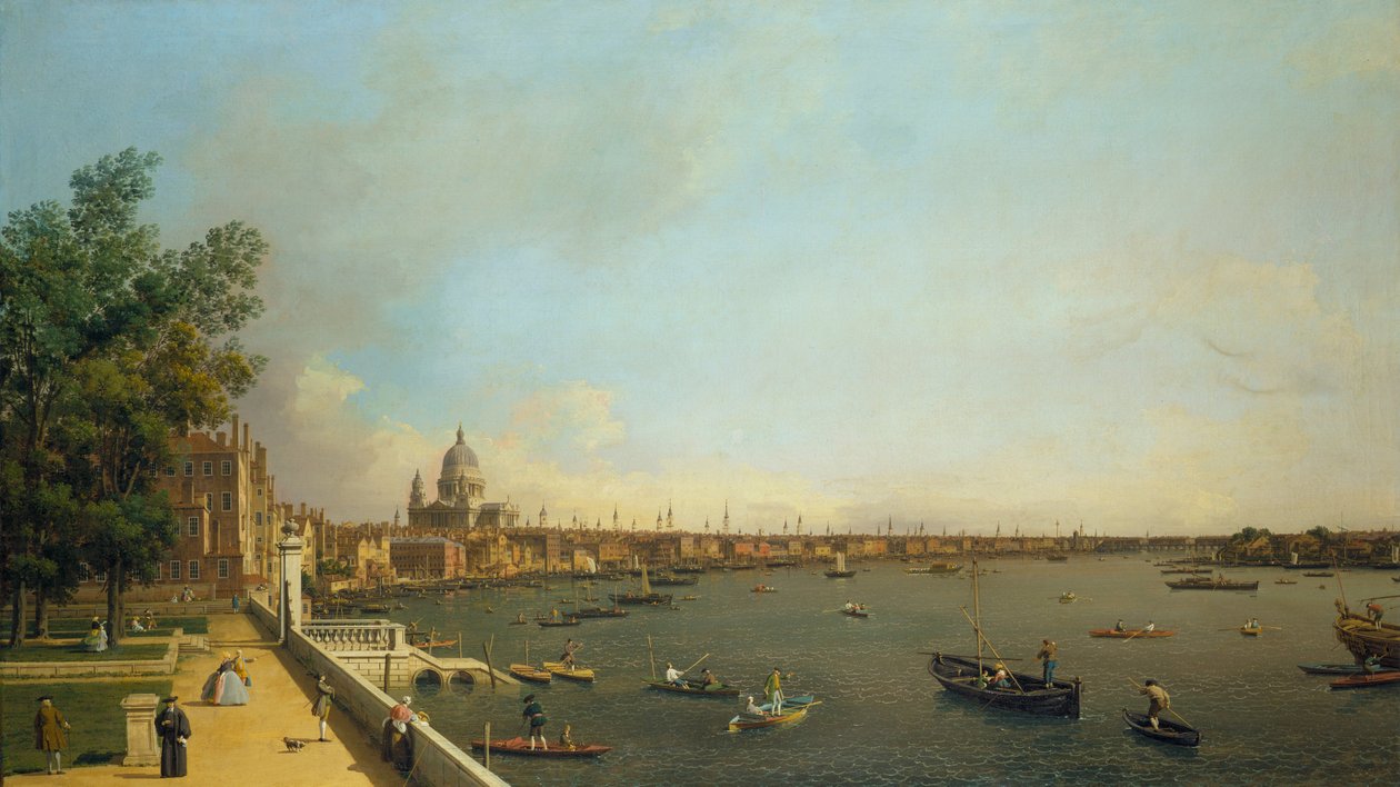 Londres. La Tamise depuis la terrasse de Somerset House vers la ville, vers 1751 - Giovanni Antonio Canal