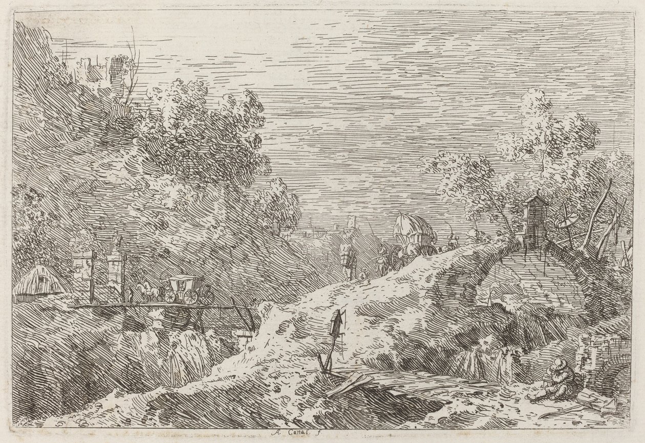 Paysage de montagne avec cinq ponts - Canaletto