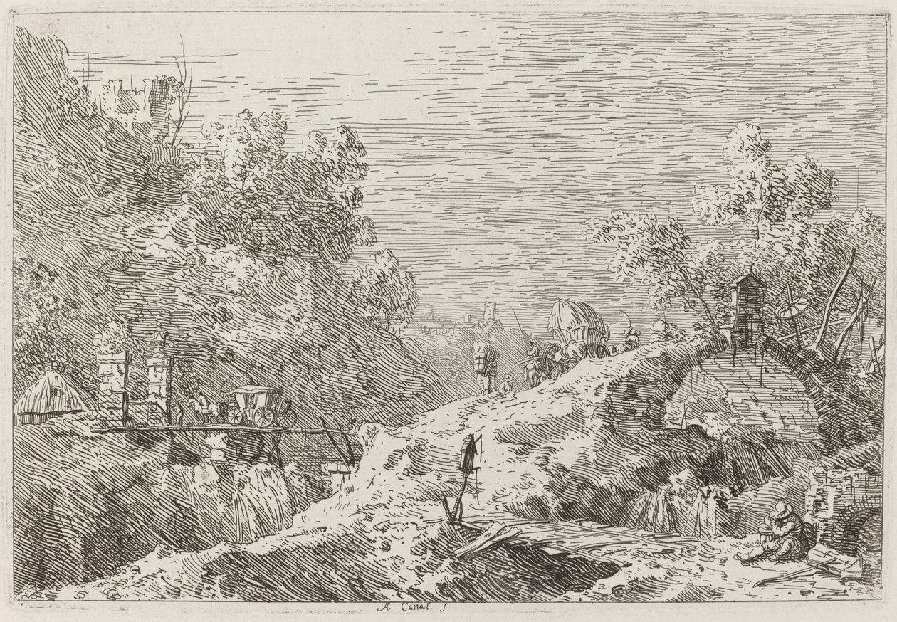 Paysage de montagne avec cinq ponts - Canaletto