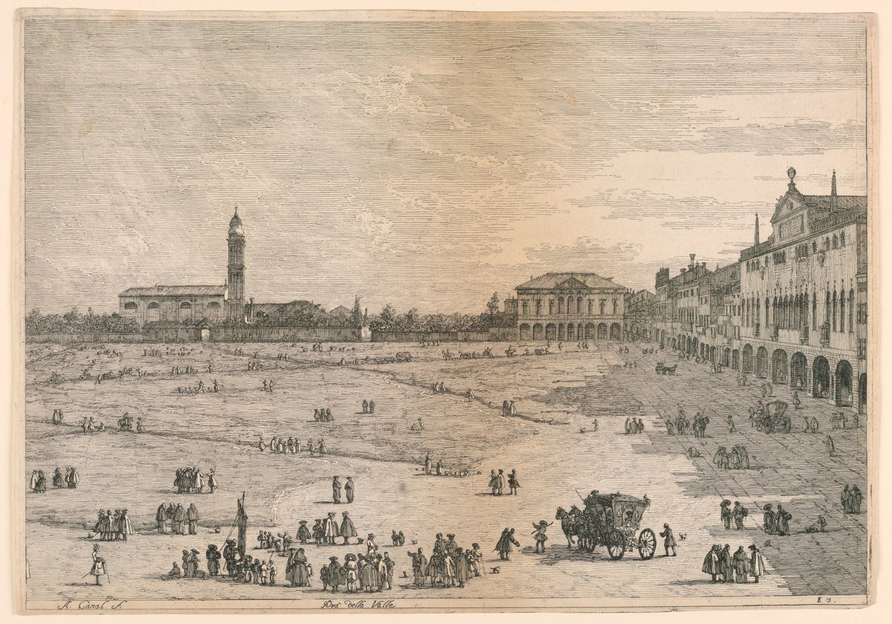 Prato della Valle, Padoue, de Vedute altre prese da i luoghi altre ideate - Canaletto