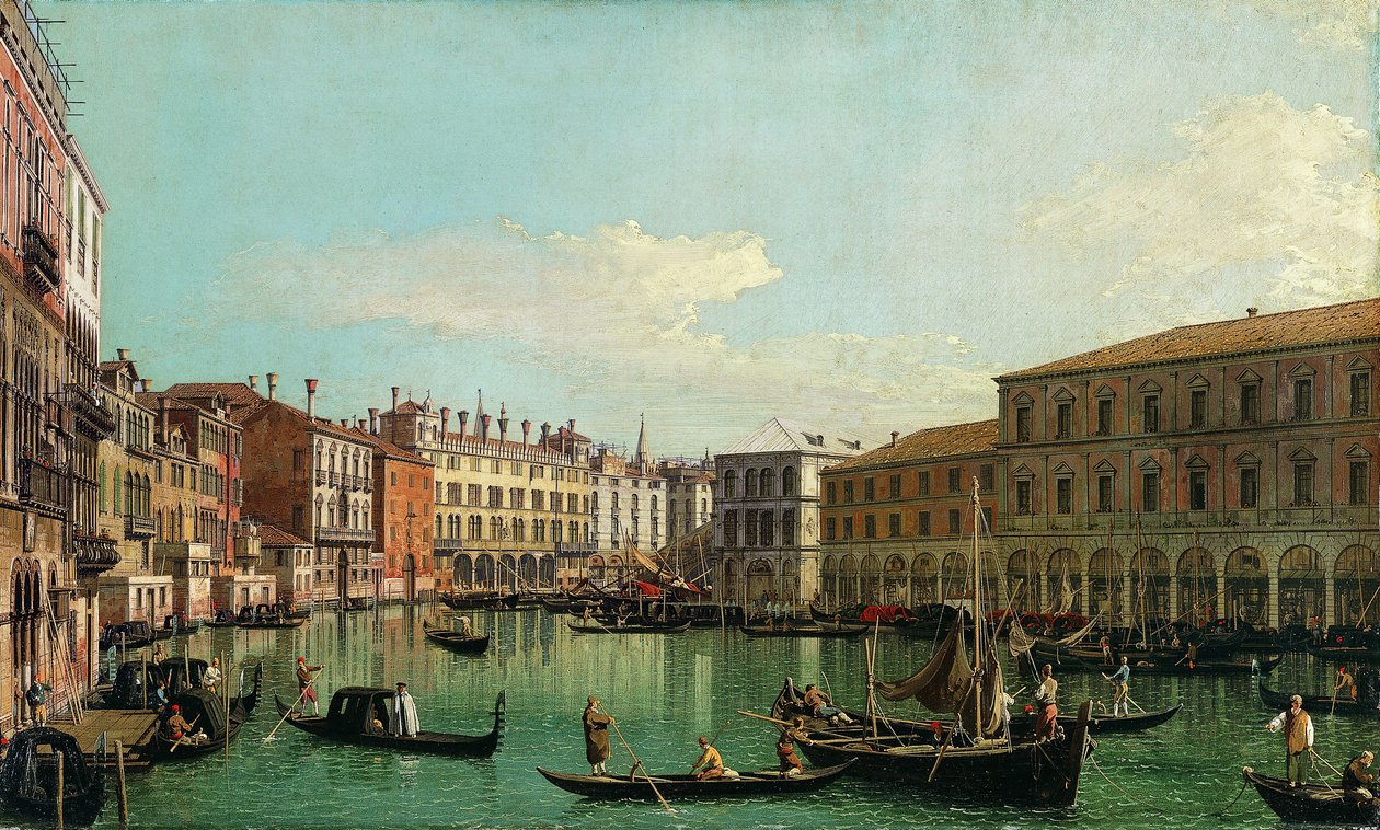 Le Grand Canal, Venise, vers le sud vers le pont du Rialto, 1730s - Giovanni Antonio Canal