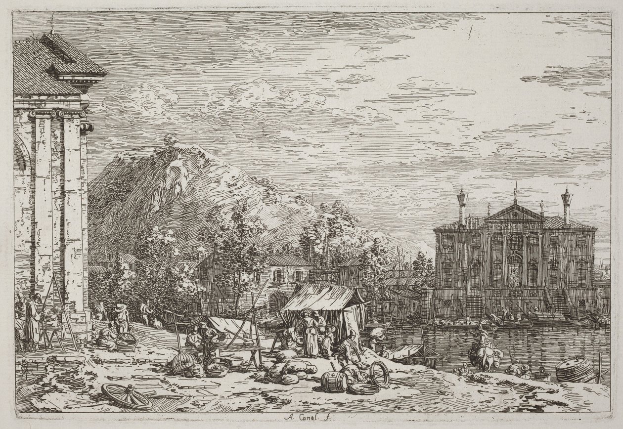 Le marché de Dolo [en bas à gauche] - Canaletto