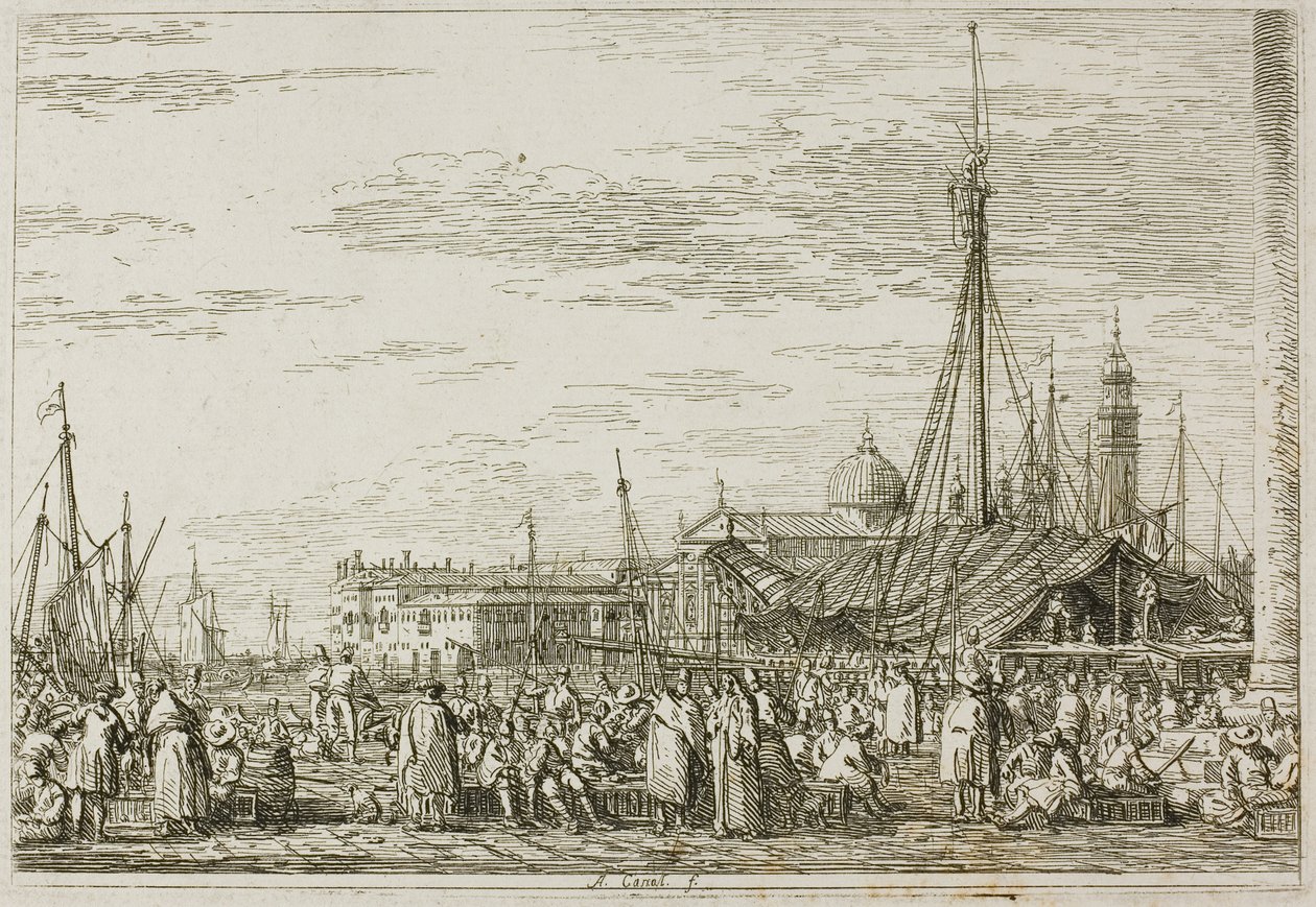 Le Marché sur le Molo, des Vedute - Canaletto