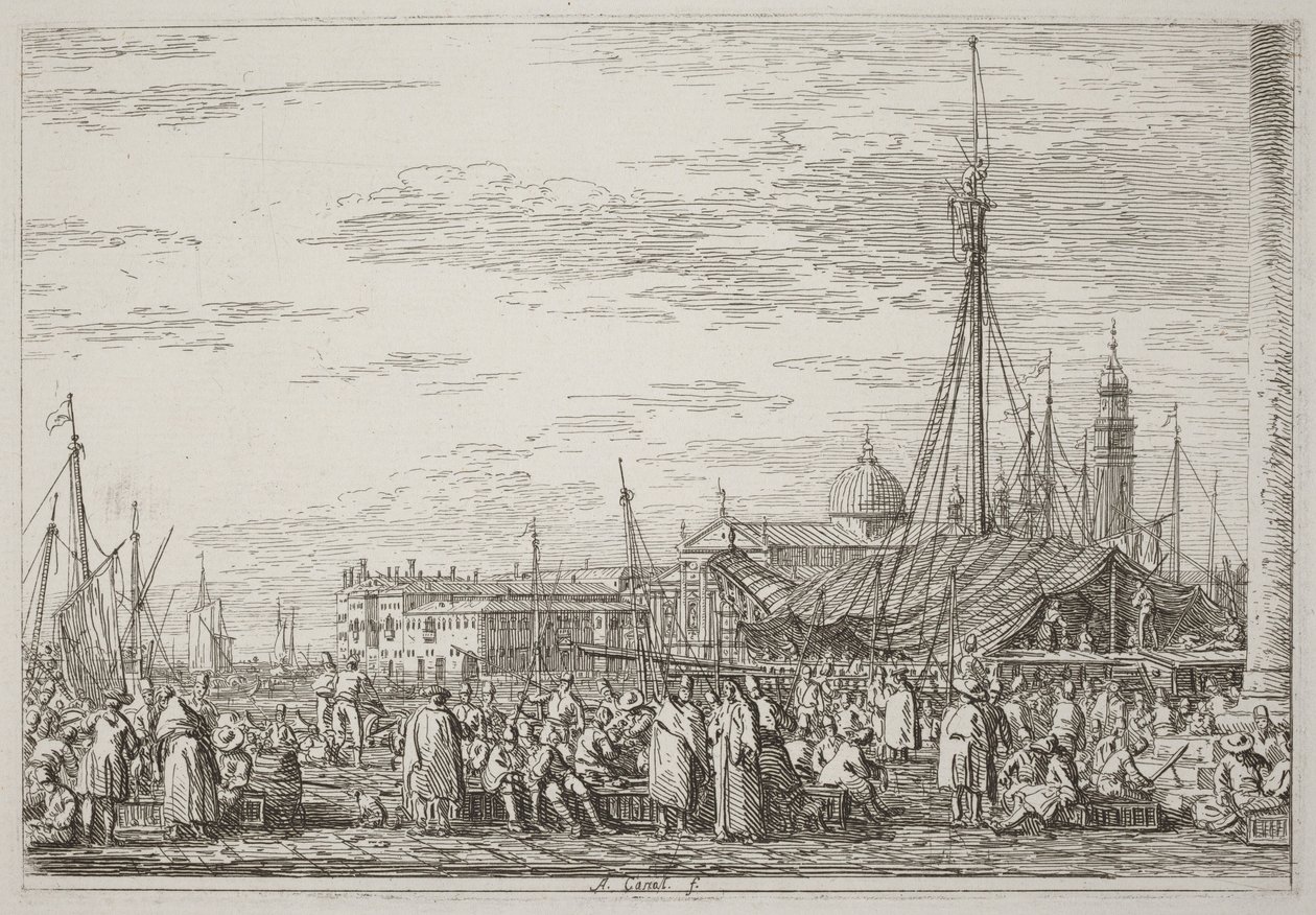 Le marché sur le Molo [en haut à gauche] - Canaletto