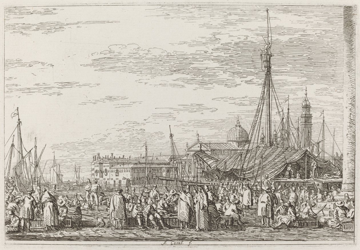 Le marché sur le Molo [en haut à gauche], vers 1735-1746 - Canaletto