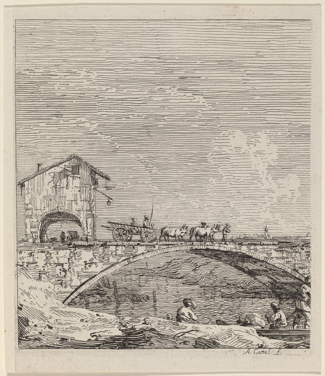 Le chariot passant sur un pont, vers 1735-1746 - Canaletto