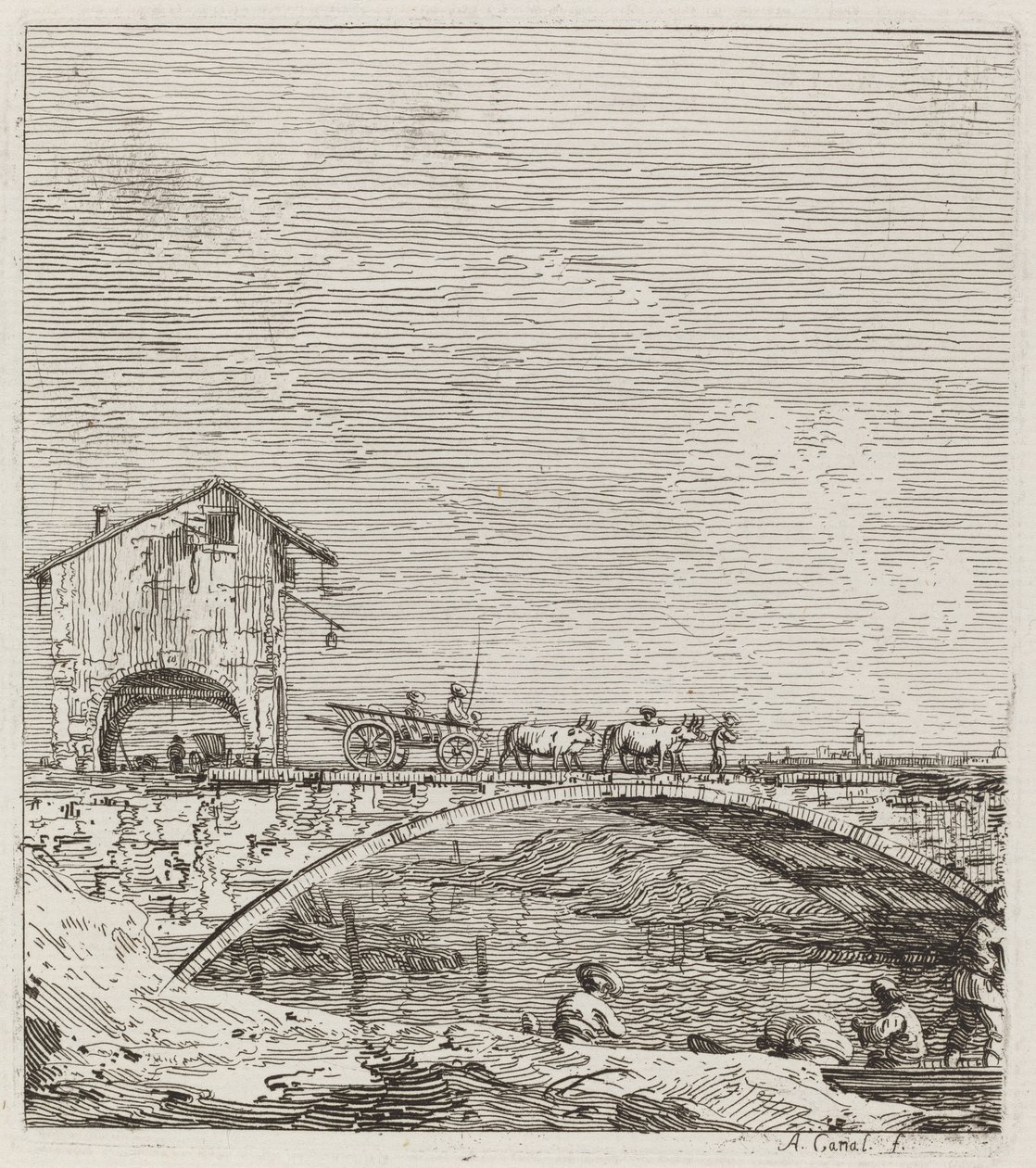 Le Chariot Passant sur un Pont, c. 1735-1746 - Canaletto