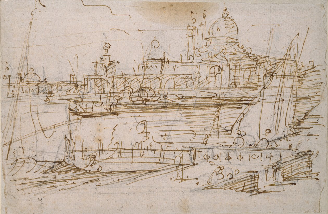 Venise : La Dogana et S. Maria della Salute depuis le Molo di Terranova, milieu du XVIIIe siècle - Canaletto