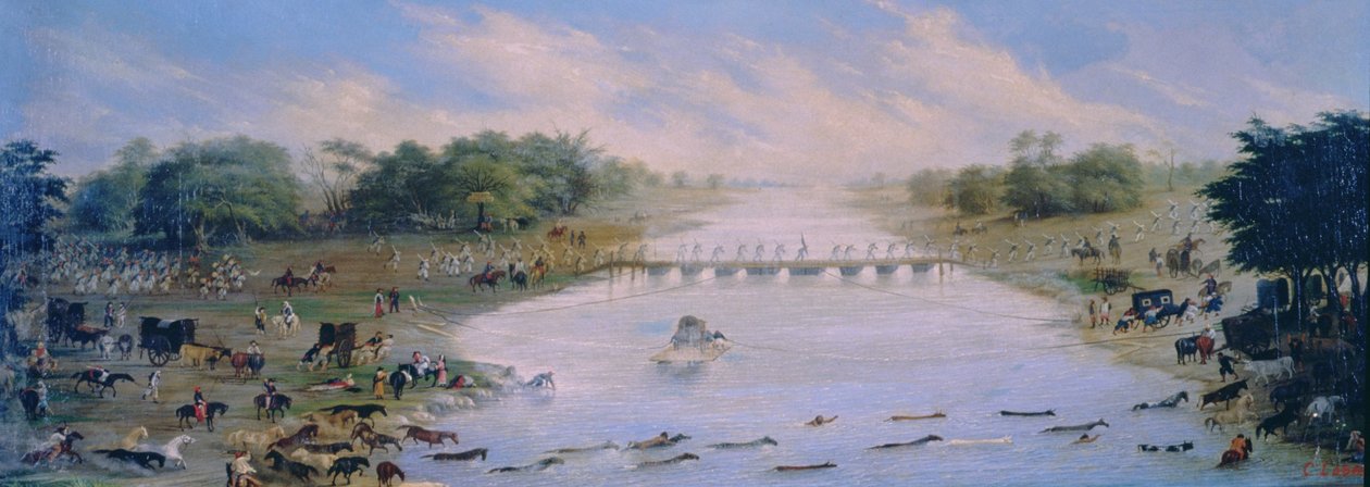 Traversée de la rivière Riachuelo, Buenos Aires, Argentine - Candido Lopez