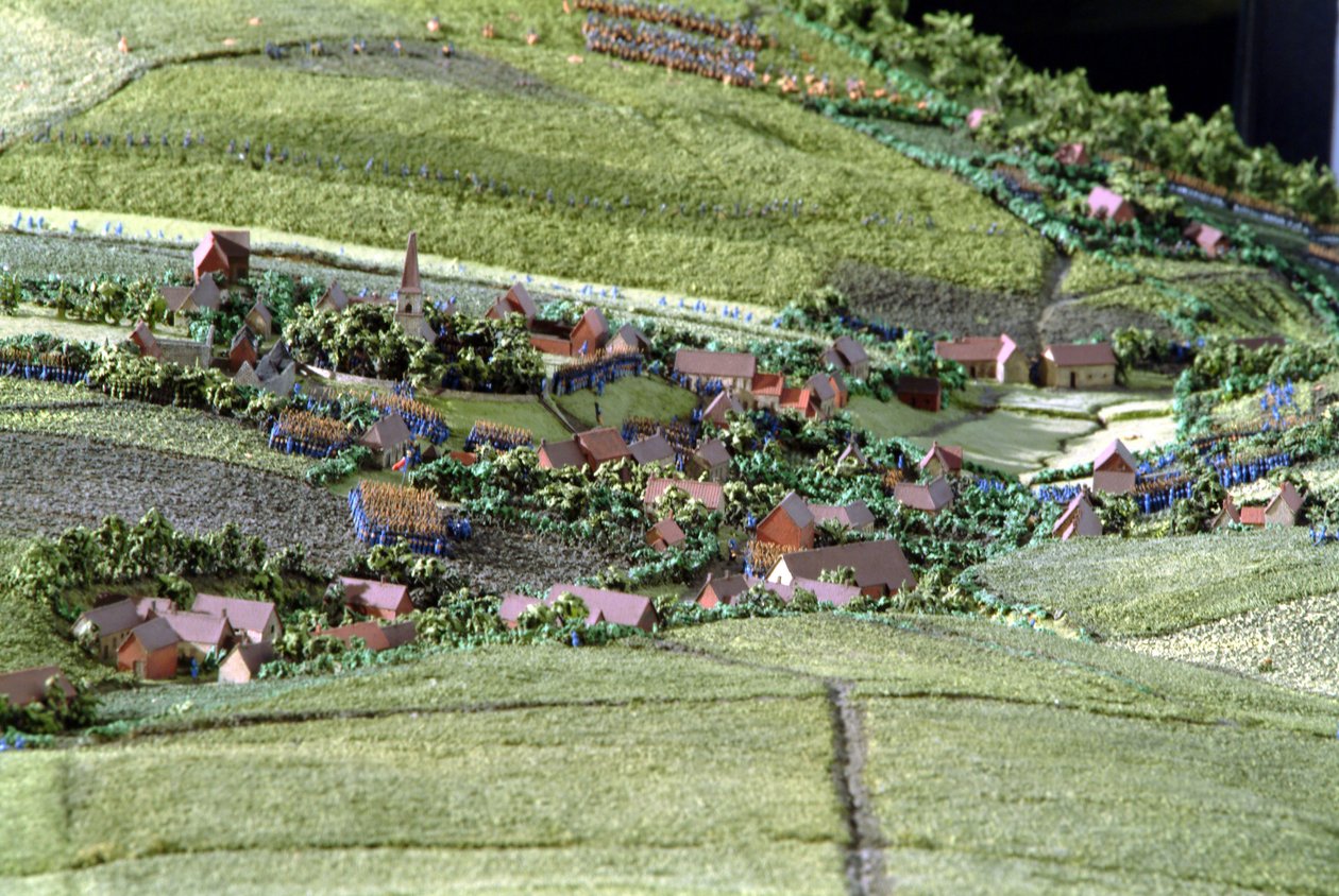 Diorama de la bataille de Waterloo montrant les troupes positionnées à 19h45 le 18 juin 1815 (détail) - Capt. William Siborne
