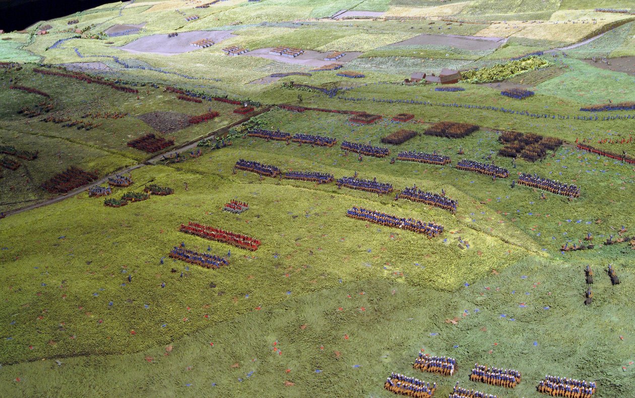 Diorama de la bataille de Waterloo montrant les troupes positionnées à 19h45 le 18 juin 1815 (détail) - Capt. William Siborne