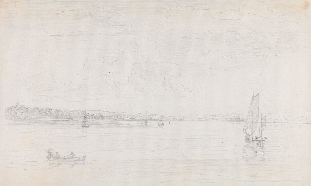 Croquis de Cowes, Île de Wight, depuis le Solent - Capt. Thomas Hastings