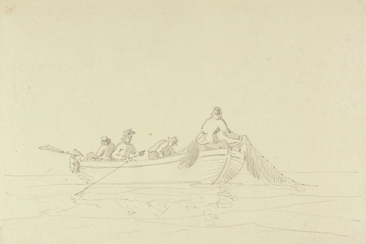 Croquis de pêcheurs dans un bateau - Capt. Thomas Hastings