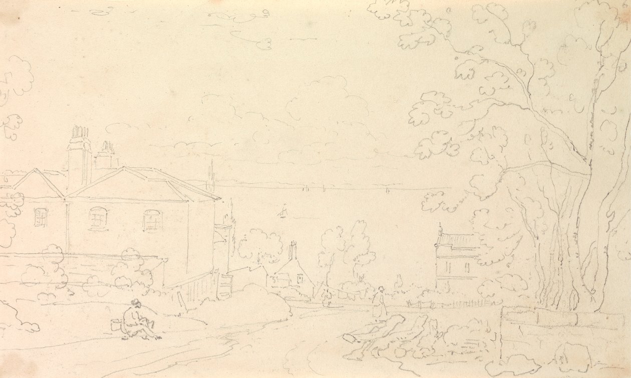 Croquis de maisons près du rivage, Île de Wight - Capt. Thomas Hastings