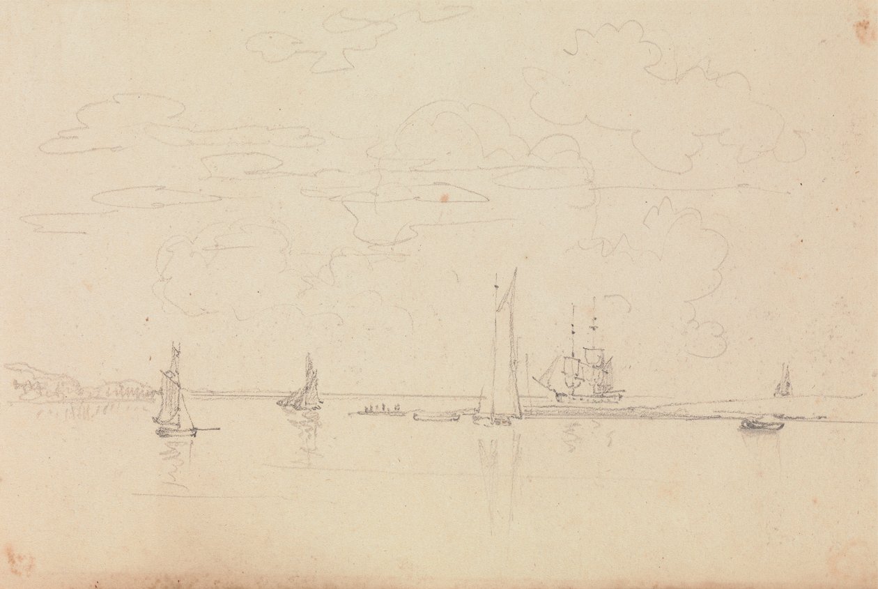 Croquis de bateaux à voile dans un port - Capt. Thomas Hastings