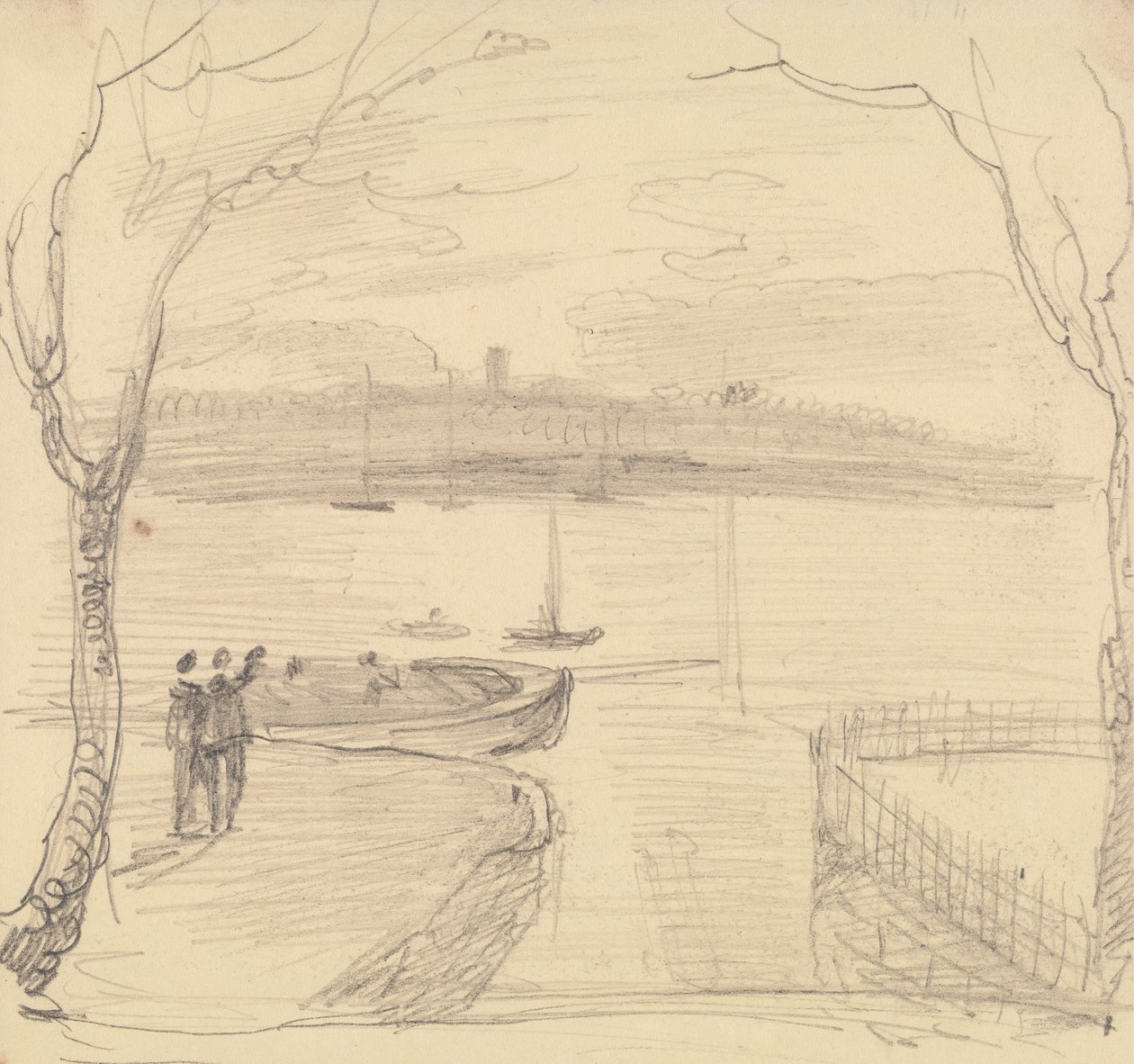 Vue esquissée de East Cowes, West Cowes au loin - Capt. Thomas Hastings
