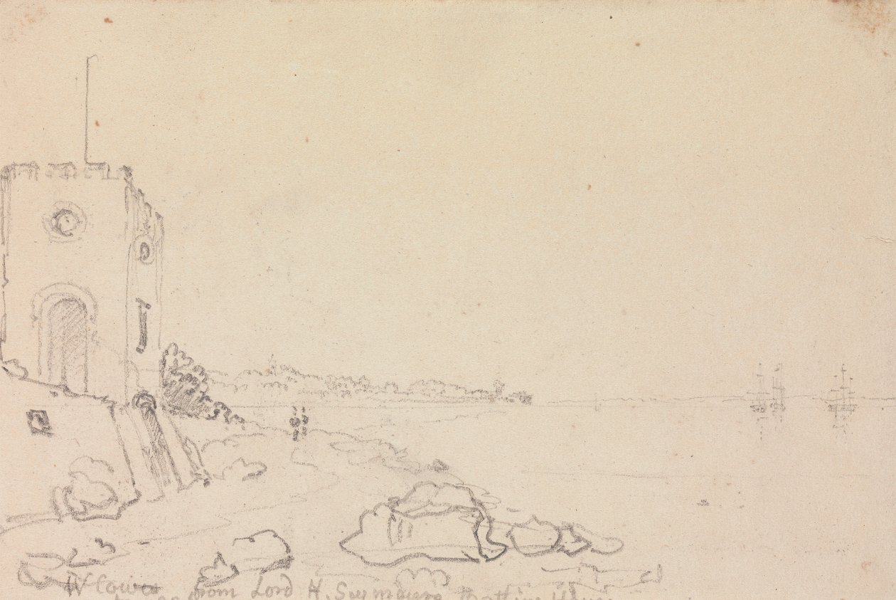 West Cowes depuis la maison de bain de Lord Henry Seymour, octobre 1825 - Capt. Thomas Hastings