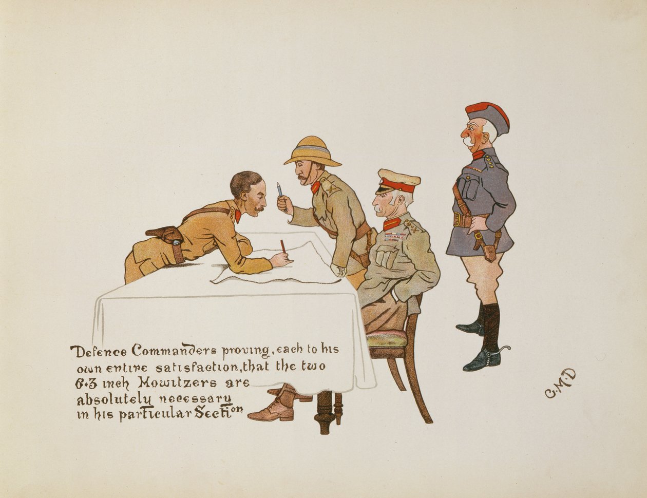 Les commandants de la défense prouvant que les deux obusiers de 6,3 pouces sont absolument nécessaires dans leur section particulière, de The Leaguer of Ladysmith, 1900 - Captain Clive Dixon