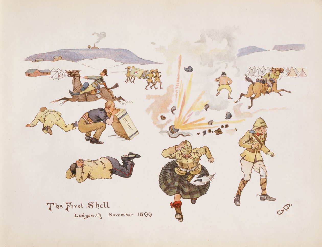 Le premier obus, Ladysmith, 1899, de The Leaguer of Ladysmith, 1900 - Captain Clive Dixon