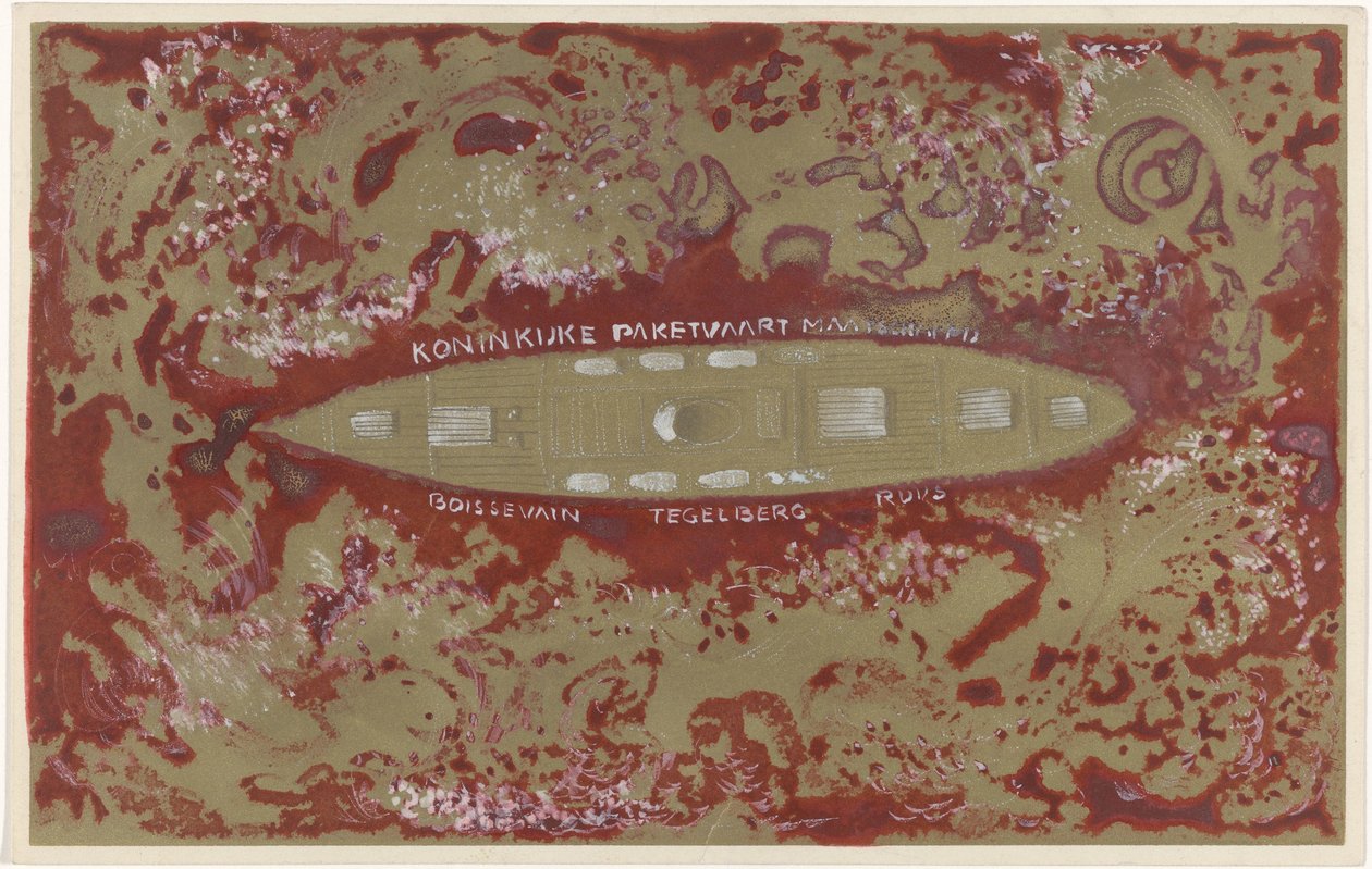 Conception pour le vignette de la Koninklijke Paketvaart Maatschappij - Carel Adolph Lion Cachet