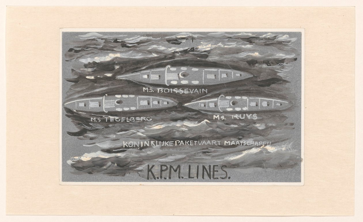 Conception pour le vignette de la Koninklijke Paketvaart Maatschappij, K.P.M. Lines - Carel Adolph Lion Cachet