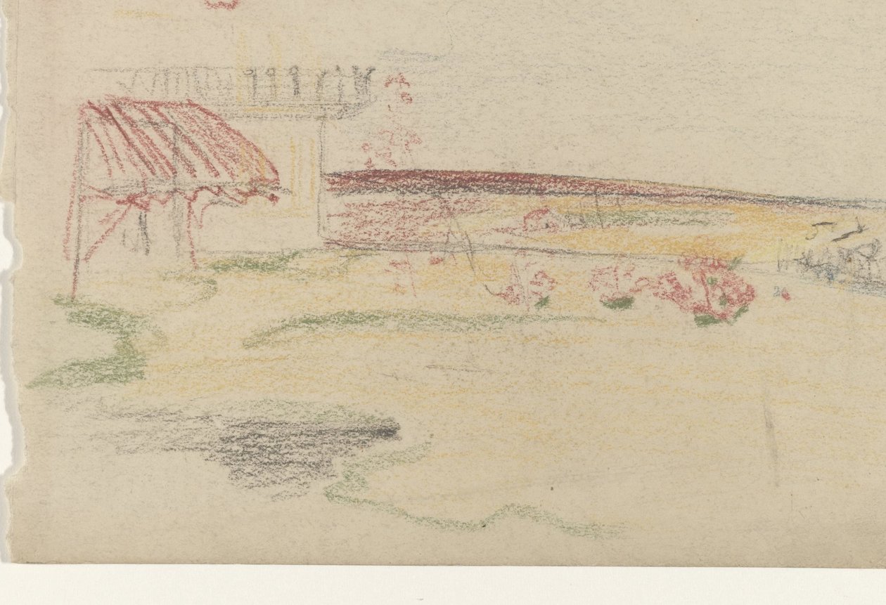 Jardin derrière une maison avec un auvent - Carel Adolph Lion Cachet