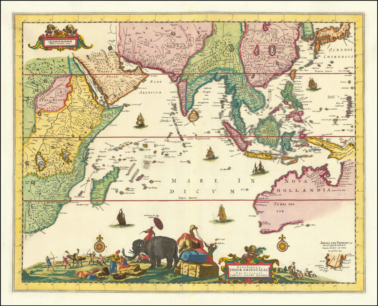 Carte du 17e siècle centrée sur l