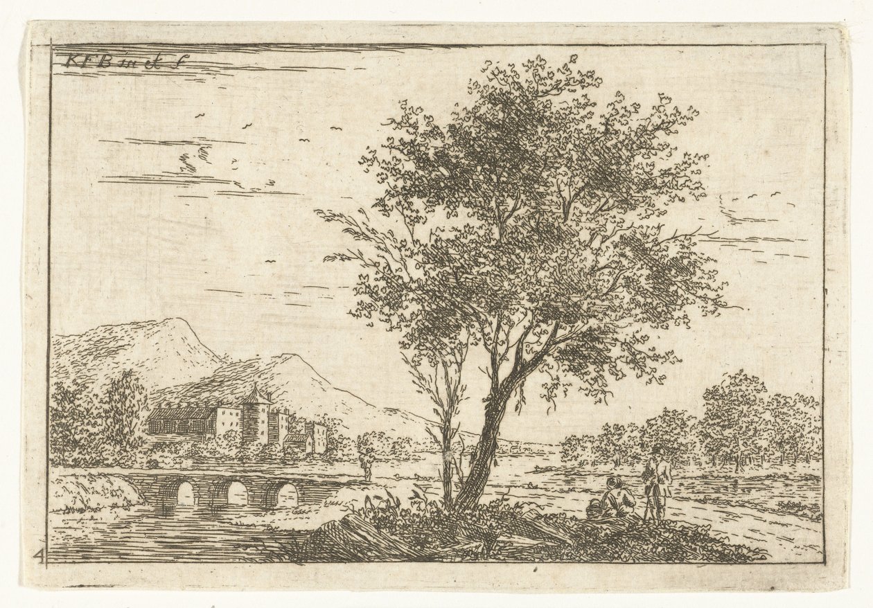 Paysage vallonné avec château au bord de la rivière - Carel Frederik Bendorp (I)