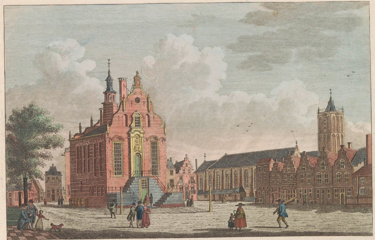 Marché et hôtel de ville de Schiedam, vers 1790 - Carel Frederik Bendorp (I)