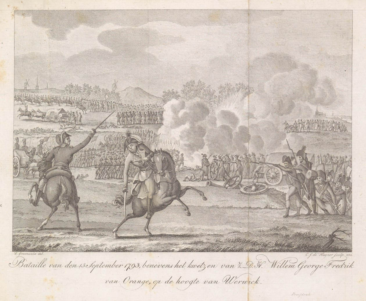 Le prince Frédéric blessé à Wervik, 1793 - Carel Jacob de Huyser