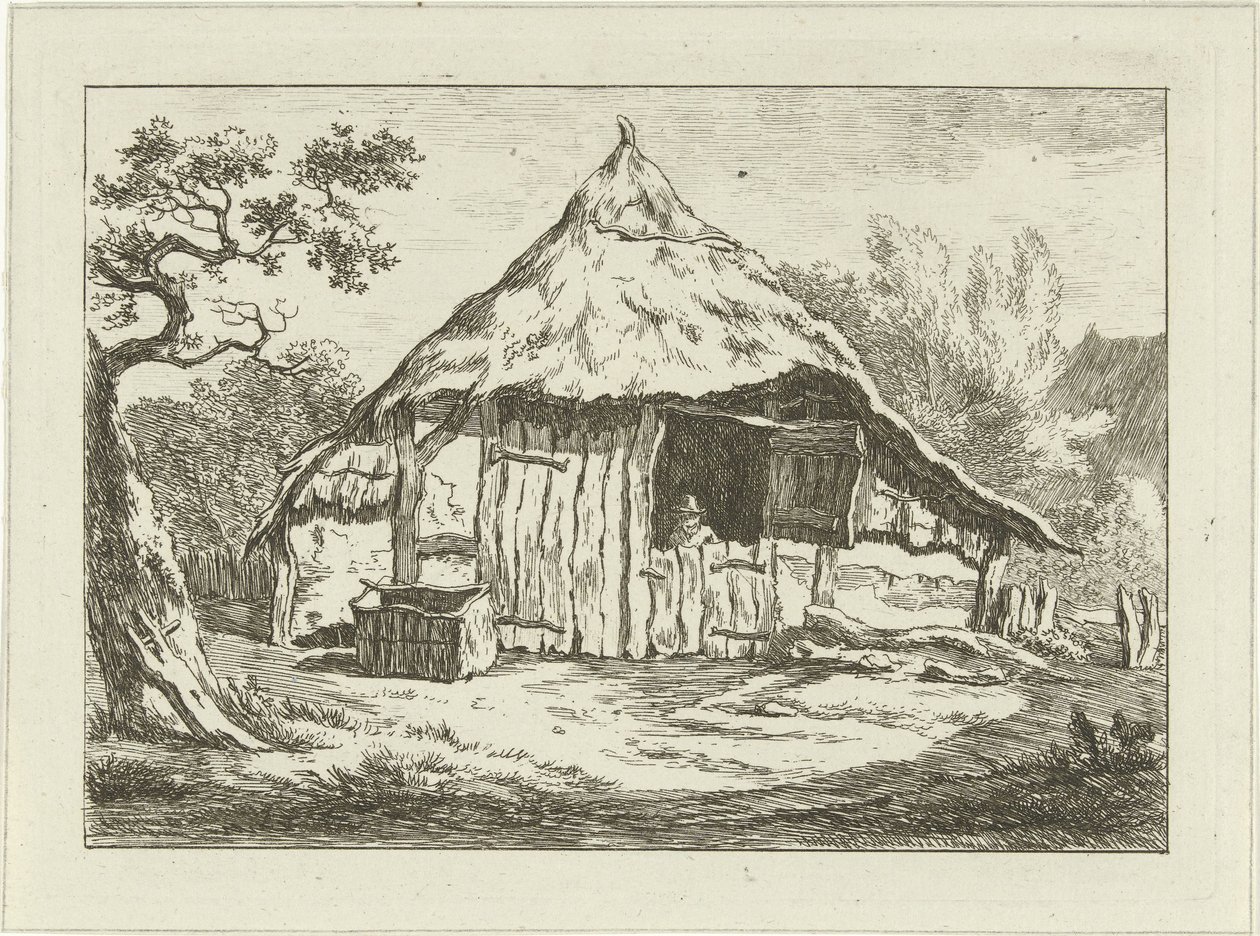 Grange avec porte supérieure ouverte, Paysages (1-6) (titre de la série) - Carel Lodewijk Hansen