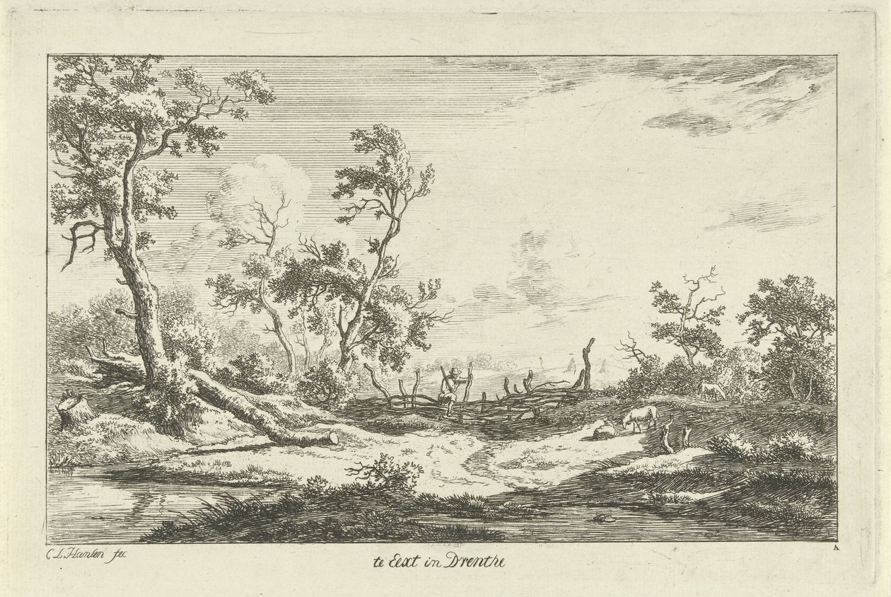Chasseur dans un paysage (Landschappen A-F) - Carel Lodewijk Hansen