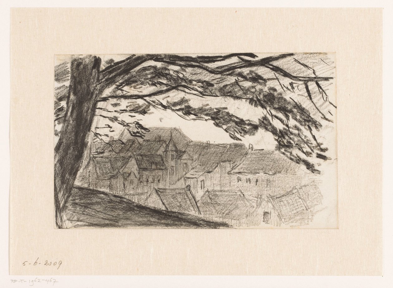 Vue de la ville de Clèves avec un arbre au premier plan - Carel Nicolaas Storm van 