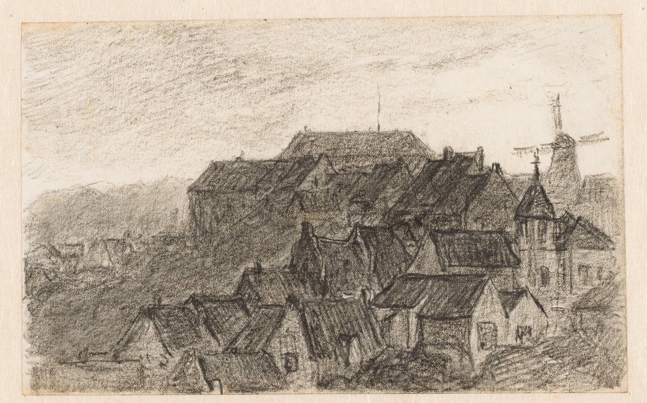 Vue de la ville de Clèves avec moulin - Carel Nicolaas Storm van 
