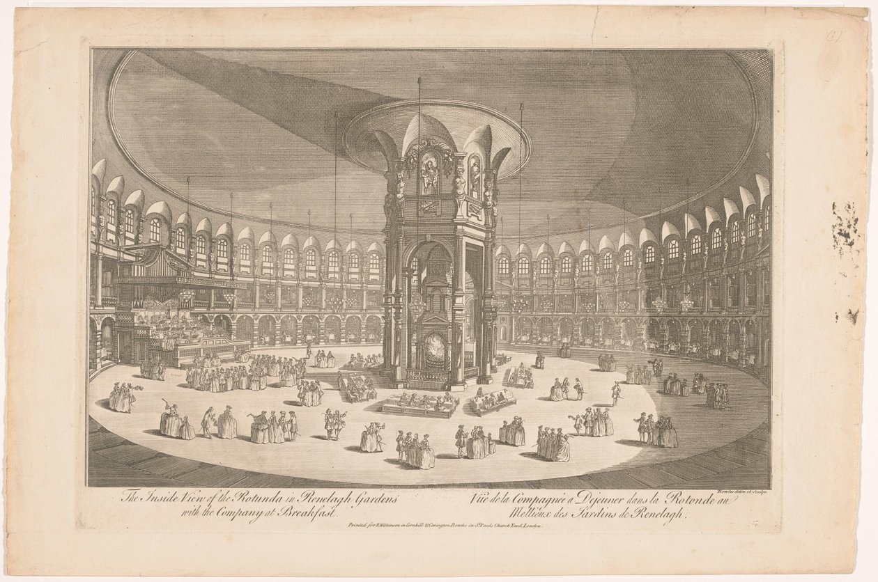 Vue intérieure de la Rotonde dans les jardins de Ranelagh à Londres avec une compagnie au petit-déjeuner - Carington Bowles