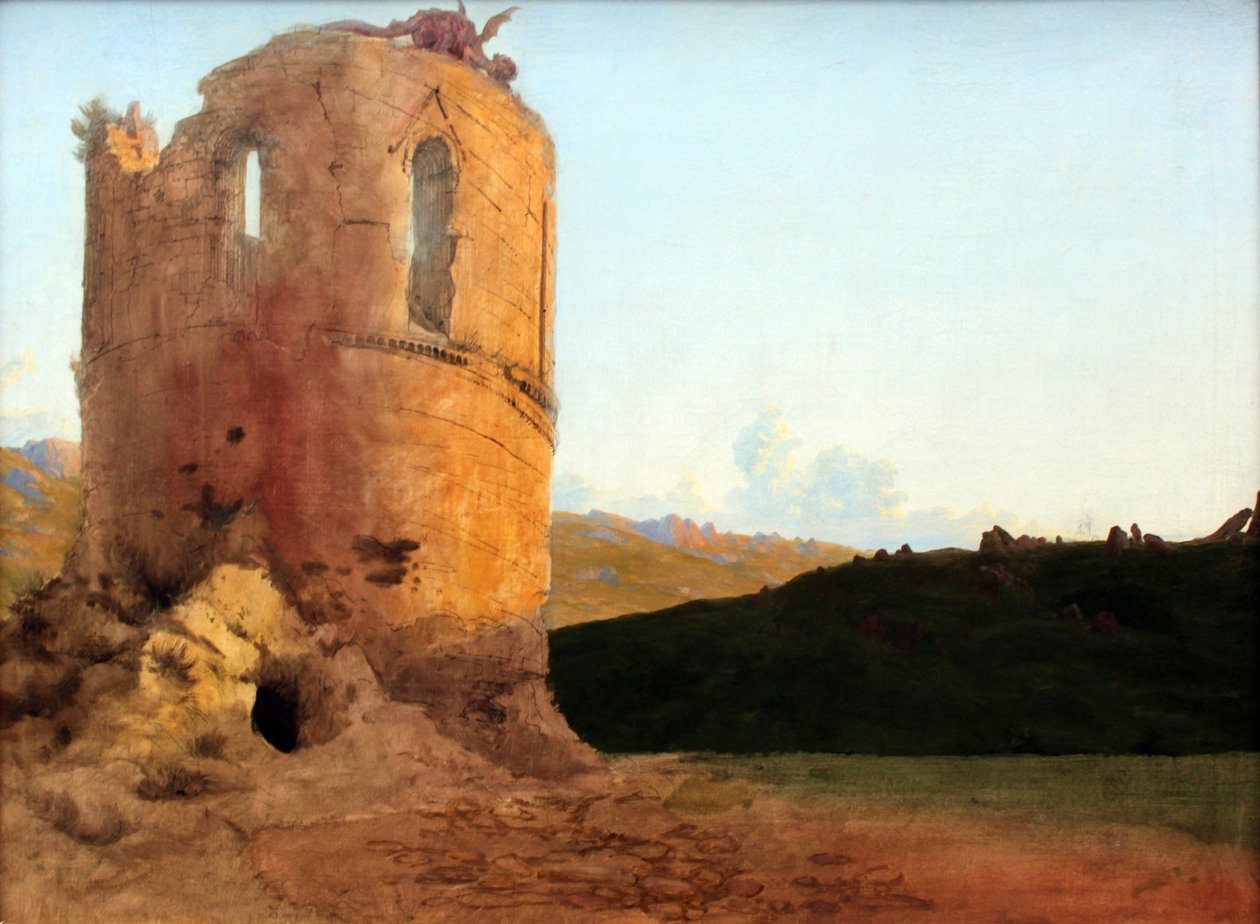 Ruines de tour avec dragon - Carl Blechen